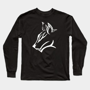 Hand Drawn Wolf - White Long Sleeve T-Shirt